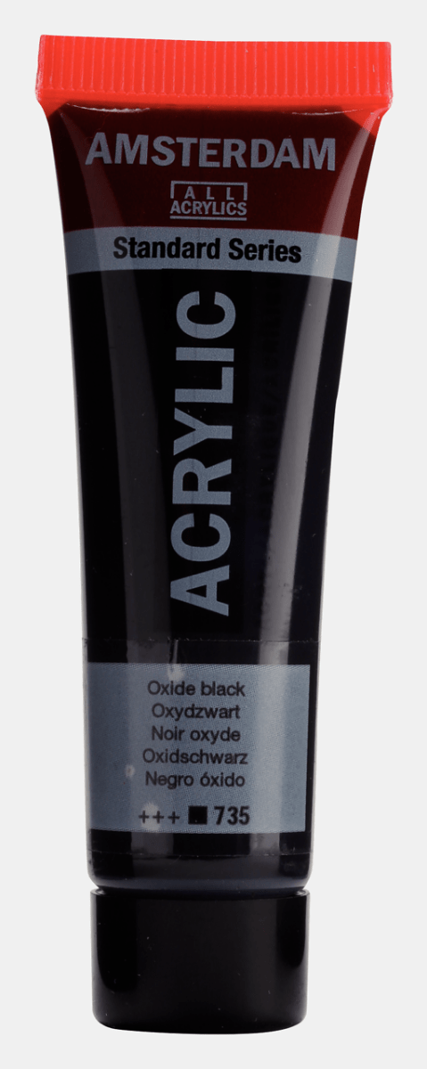 Liten tub med svart Amsterdam Akrylfärg 20 ml 735 - Oxide Black från Royal Talens - Tidformera