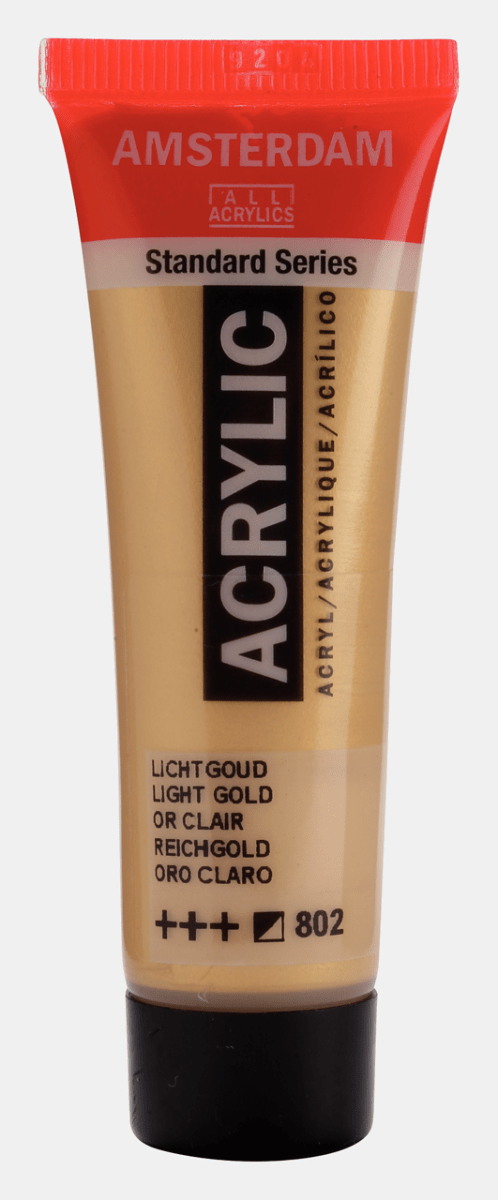 Liten tub med guldfärgad Amsterdam Akrylfärg 20 ml 802 - Light Gold från Royal Talens - Tidformera