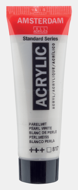 Liten tub med pärlvit Amsterdam Akrylfärg 20 ml 817 - Pearl White från Royal Talens - Tidformera