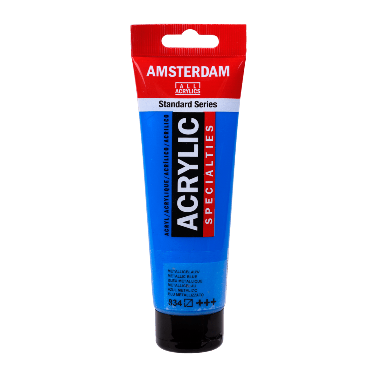 Liten tub med blå Amsterdam Akrylfärg 20 ml 834 Metallic Blue från Royal Talens - Tidformera