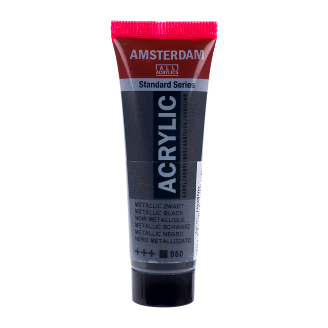 Liten tub med svart Amsterdam Akrylfärg 20 ml 850 - Metallic Black från Royal Talens - Tidformera