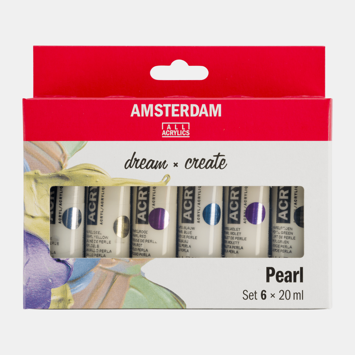 Förpackning med Amsterdam Akrylfärg 6-pack 20 ml - Pearl set från Royal Talens - Tidformera