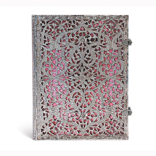 Anteckningsbok Blush pink Ultra Linjerad - Rosa och silverfärgad anteckningsbok med spännen till stängning. Från Paperblanks - Tidformera