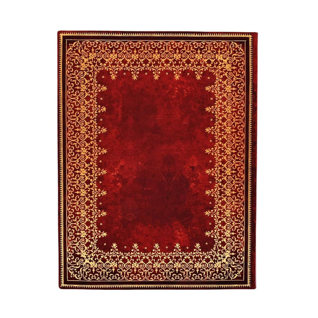 Röd skrivbok med guldfärgade ramar Anteckningsbok Foiled - Ultra Olinjerad Flexis från Paperblanks - Tidformera