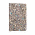 Anteckningsbok Granada Turquoise - Mini Linjerad Flexis  med silver och turkos mönster på mörkblå botten från Paperblanks - Tidformera