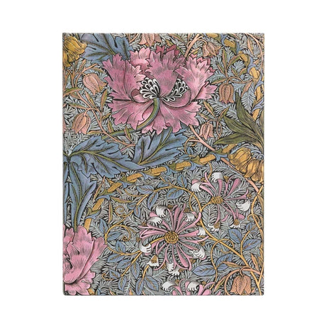 Anteckningsbok Morris Pink Honeysuckle - Ultra Linjerad Hård pärm Elastiskt band - 2 - Paperblanks - Tidformera