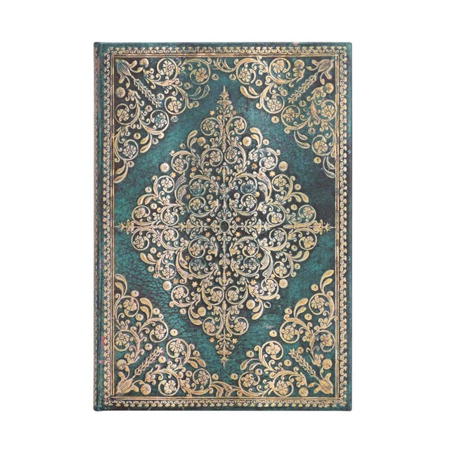 Turkos anteckningsbok OCEANIA - Midi Olinjerad Hård pärm Elastiskt band från Paperblanks - Tidformera