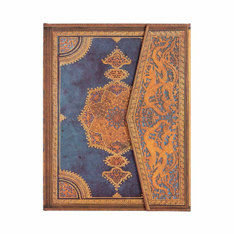 Anteckningsbok Safavid Indigo - Ultra Linjerad Hård pärm Wrap. Blå skrivbok med wrapstängning från Paperblanks - Tidformera