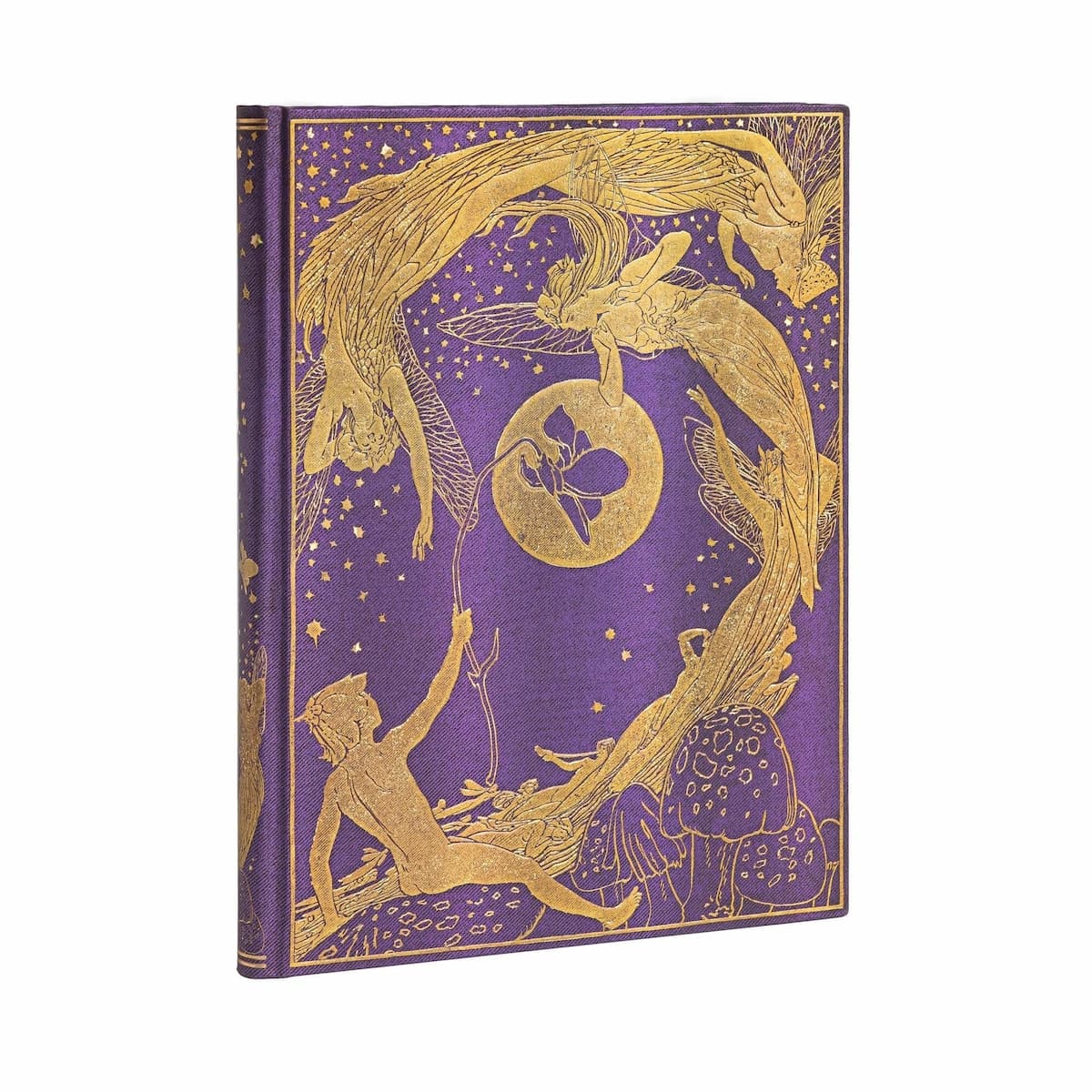 Anteckningsbok Violet Fairy - Ultra Linjerad Hård pärm Elastiskt band från Paperblanks. Boken är lila och har guldfärgade féer på pärmen. - Tidformera