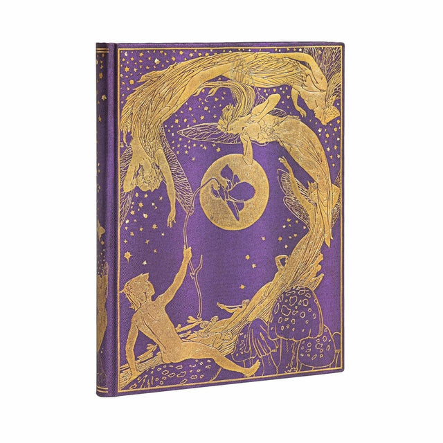 Anteckningsbok Violet Fairy - Ultra Linjerad Hård pärm Elastiskt band från Paperblanks. Boken är lila och har guldfärgade féer på pärmen. - Tidformera