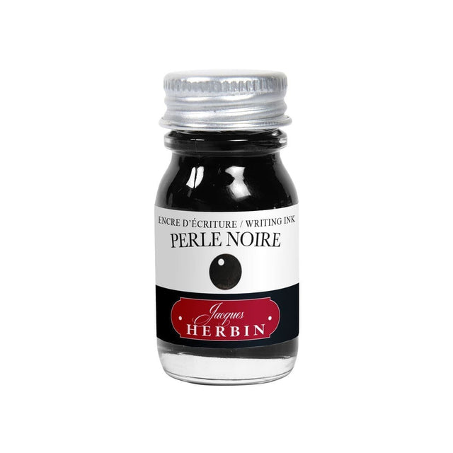Bläckflaska 10 ml J.HERBIN - Perle noire från Herbin. Liten burk med skruvlock. Flaska är full med svart bläck.  - Tidformera