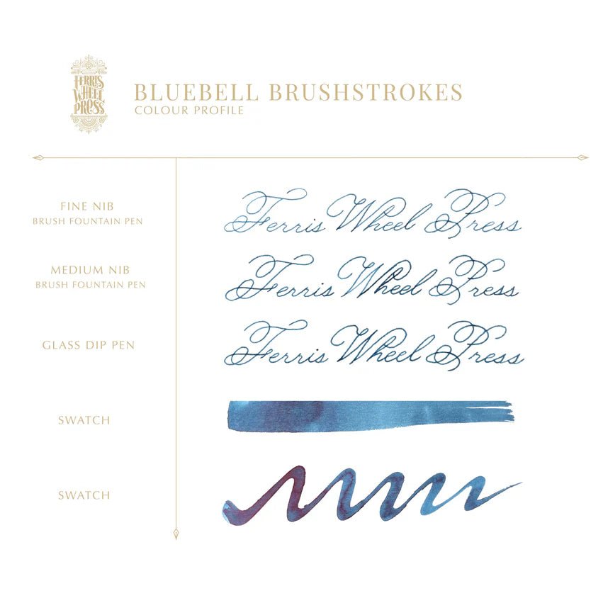 Bläckflaska 38 ml - Bluebell Brushstrokes - 3 - Ferris Wheel Press - Tidformera