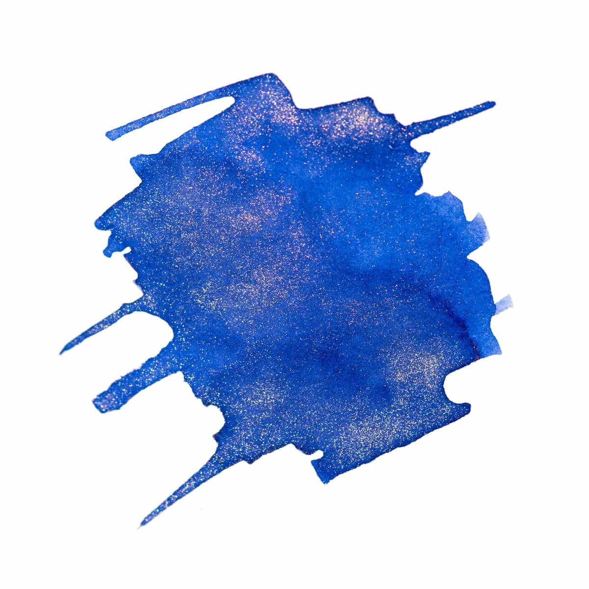 Färgprov på blått bläck med gnistrande guldeffekt. Bläckflaska J. HERBIN INK 50 ml - 1670 Bleu Océan från Herbin - Tidformera