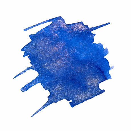 Färgprov på blått bläck med gnistrande guldeffekt. Bläckflaska J. HERBIN INK 50 ml - 1670 Bleu Océan från Herbin - Tidformera