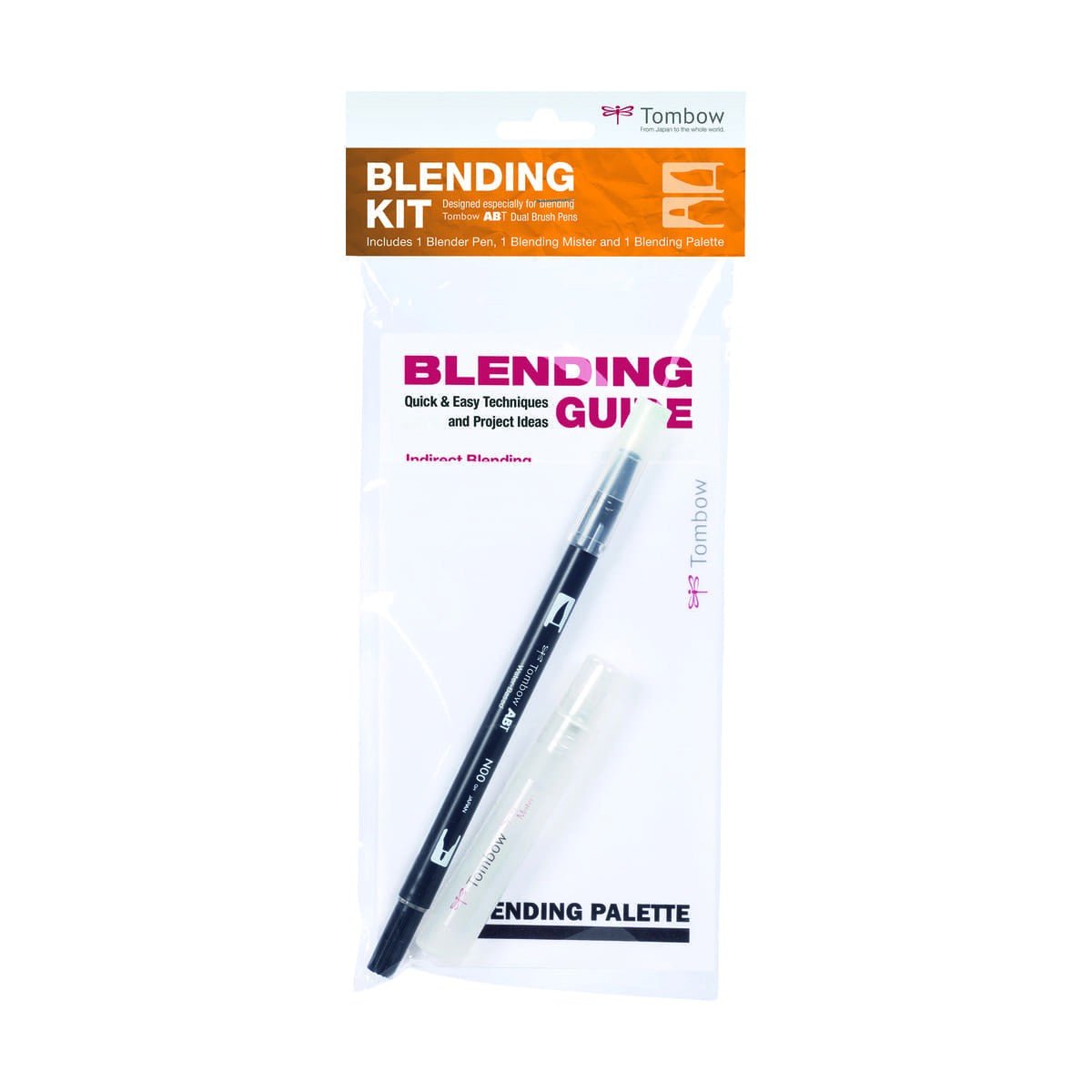 Blending kit från Tombow med en Blending palette, blender penselpenna och en liten sprayflaska.- Tidformera
