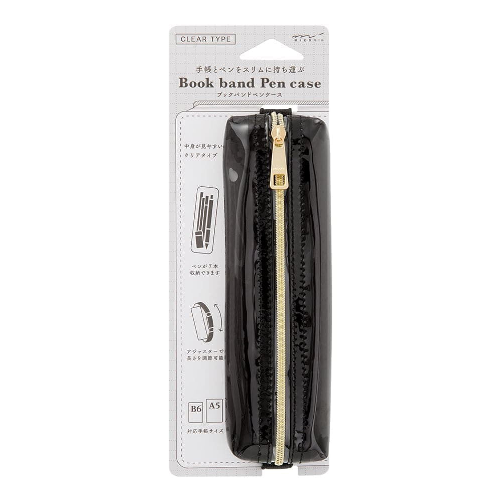 Book band Pen case Clear type - Black - 2 - Midori - Tidformera