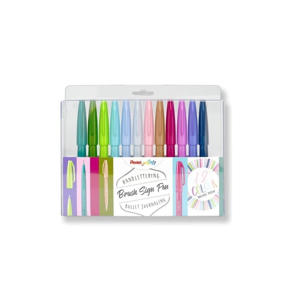 Brush Sign Pen 12 - pack - Set: 2 - 1 - Pentel - Tidformera
