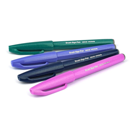 Brush Sign Pen 4 - pack - Berry - 2 - Pentel - Tidformera