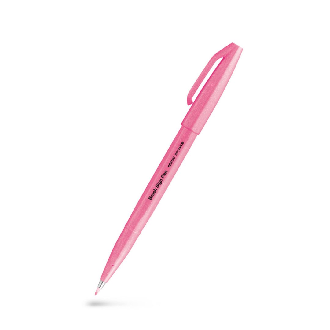 Brush Sign Pen - Fluorescent Pink från Pentel - Rosa penselpenna - Tidformera