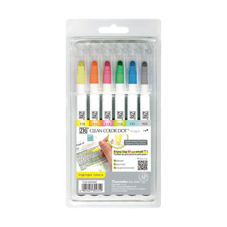 Clean color dot pen Single 6 - pack - Highlight Colors - 1 - ZIG Kuretake - Tidformera