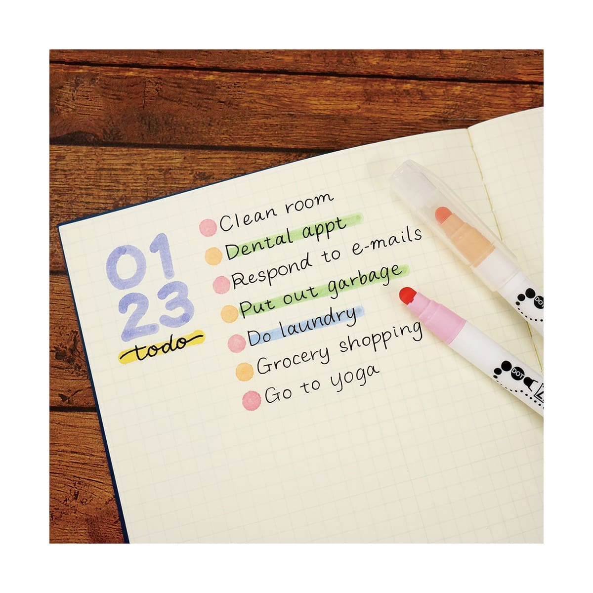 Clean color dot pen Single 6-pack - Mild Colors - ZIG Kuretake - Tidformera