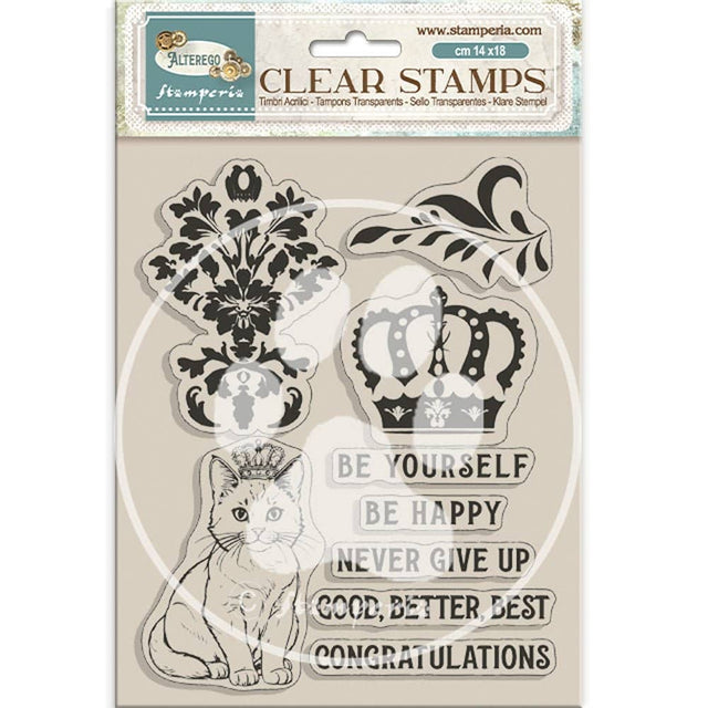 Clear stamps Alterego - Crown and Cat - 1 - Stamperia - Tidformera