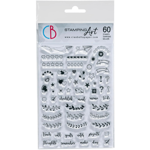 Clear stamps - BuJo Planner från Ciao Bella. Förpackning med stämplar med hjärtan, stjärnor, pilar, växter. - Tidformera