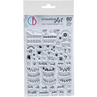Clear stamps - BuJo Planner frÄn Ciao Bella. Förpackning med stÀmplar med hjÀrtan, stjÀrnor, pilar, vÀxter. - Tidformera