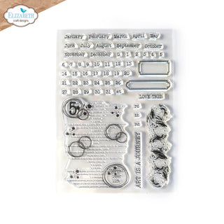 Clear stamps - Journal Dates and Months Stamps från Elisabeth Craft Design. Förpackning med kalenderstämplar och dekorationsstämplar. - Tidformera