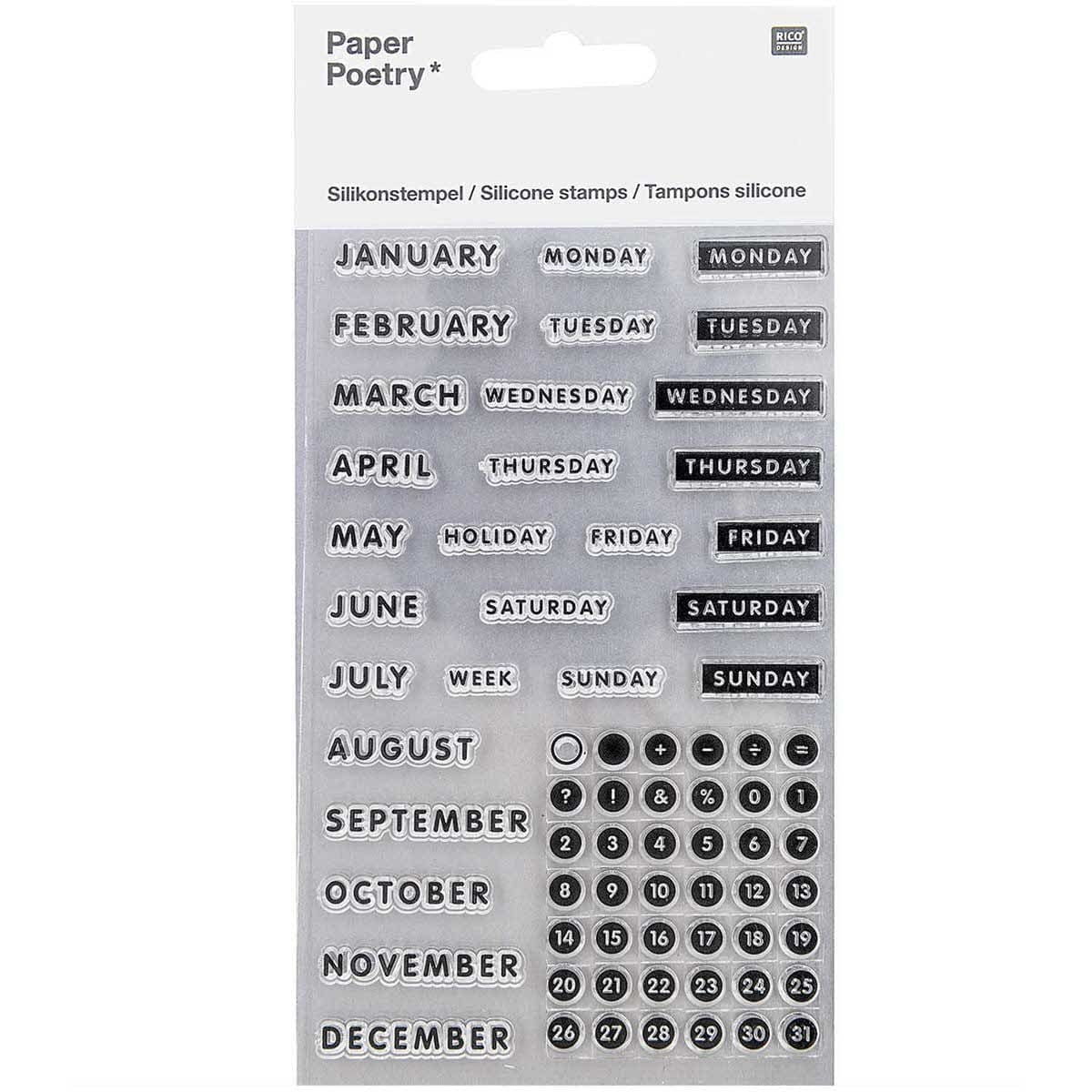Clear stamps Paper Poetry Kalender - Block letters - Rico Design - Tidformera