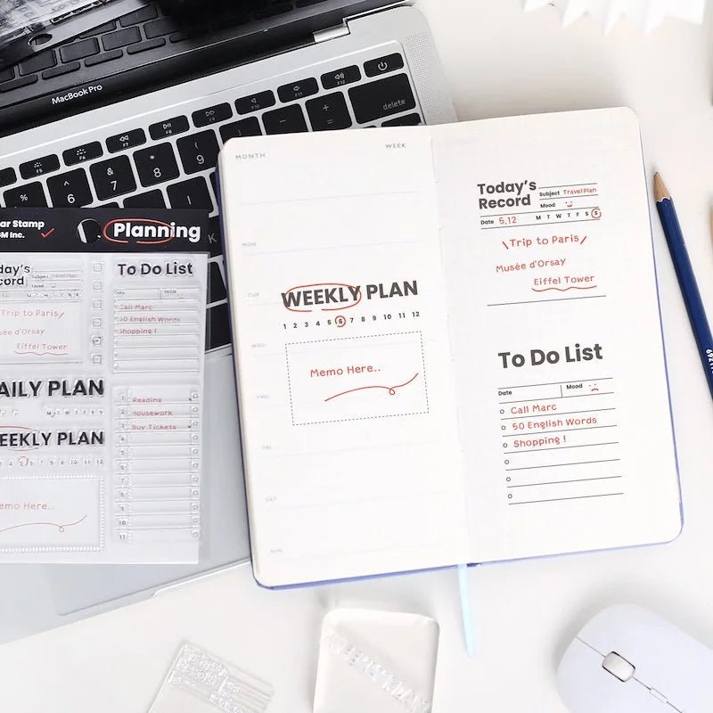 Clear stamps Record Kalenderstämplar - Efficiency - 5 - BGM - Tidformera