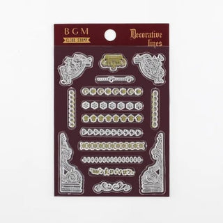 Clear stamps Retro Line från BGM. Förpackning med stämplar med bårder och ornament - Tidformera.
