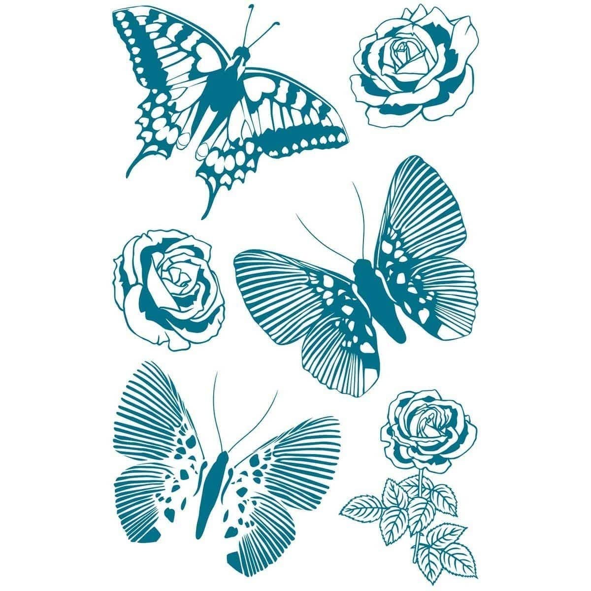Clear stamps Vintage - Butterflies - 1 - Rico Design - Tidformera