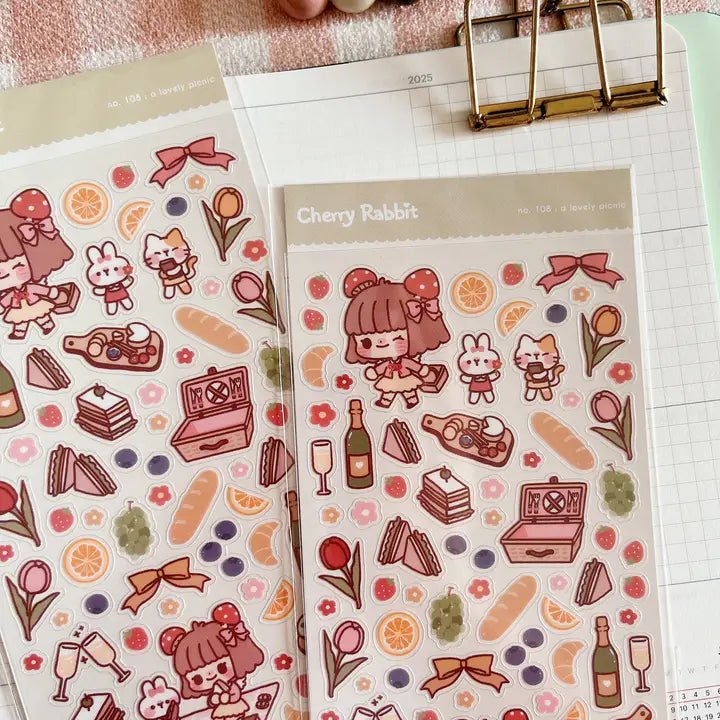 Clear Stickers No. 108 A lovely picnic - 4 - Cherry Rabbit - Tidformera