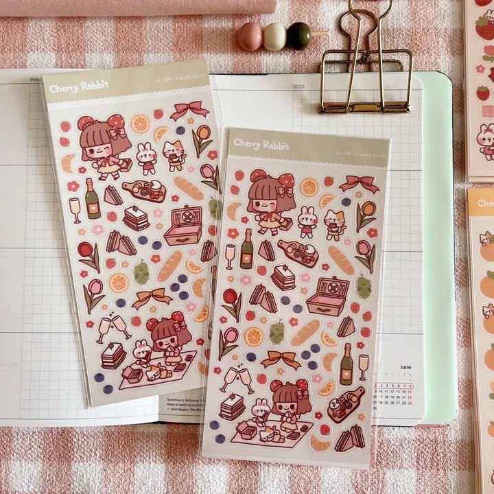 Clear Stickers No. 108 A lovely picnic - 1 - Cherry Rabbit - Tidformera