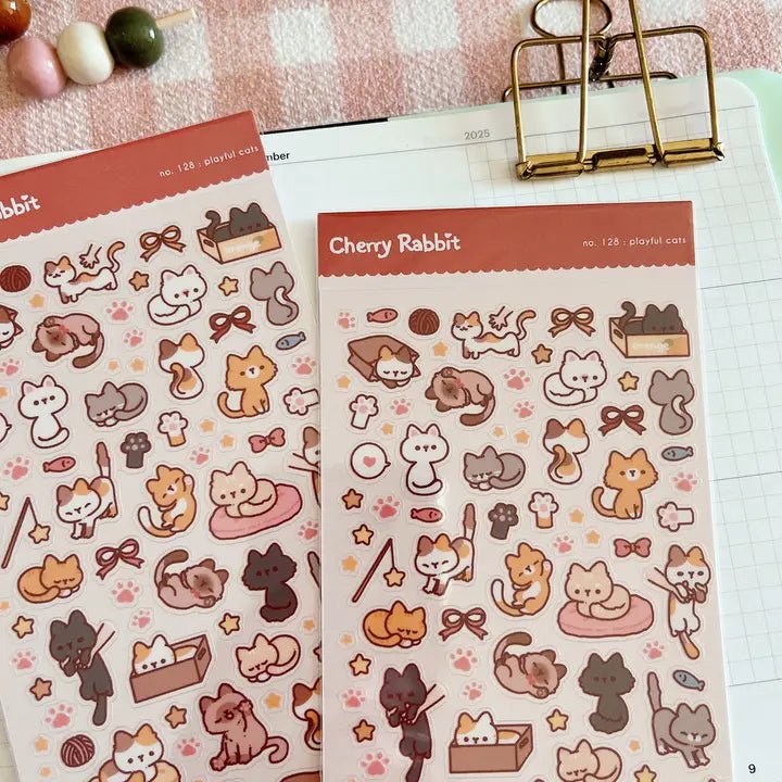 Clear Stickers No. 128 Playful cats - 2 - Cherry Rabbit - Tidformera