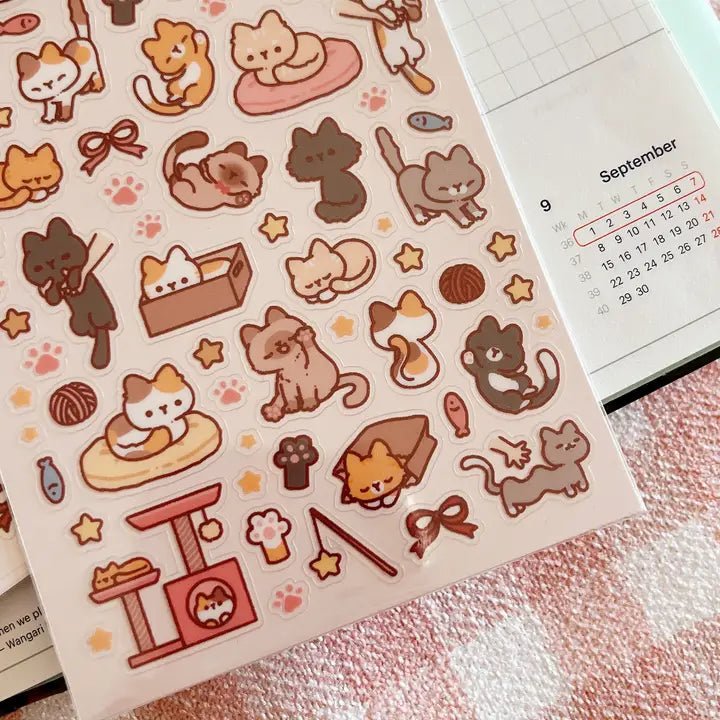 Clear Stickers No. 128 Playful cats - 4 - Cherry Rabbit - Tidformera