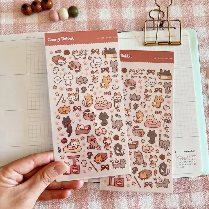 Clear Stickers No. 128 Playful cats - 5 - Cherry Rabbit - Tidformera