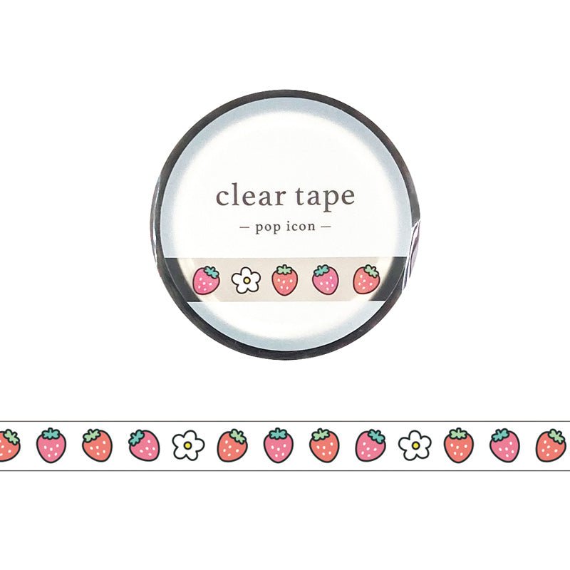 Clear tape 7 mm - Pop icon - Strawberry - 1 - Mind Wave - Tidformera