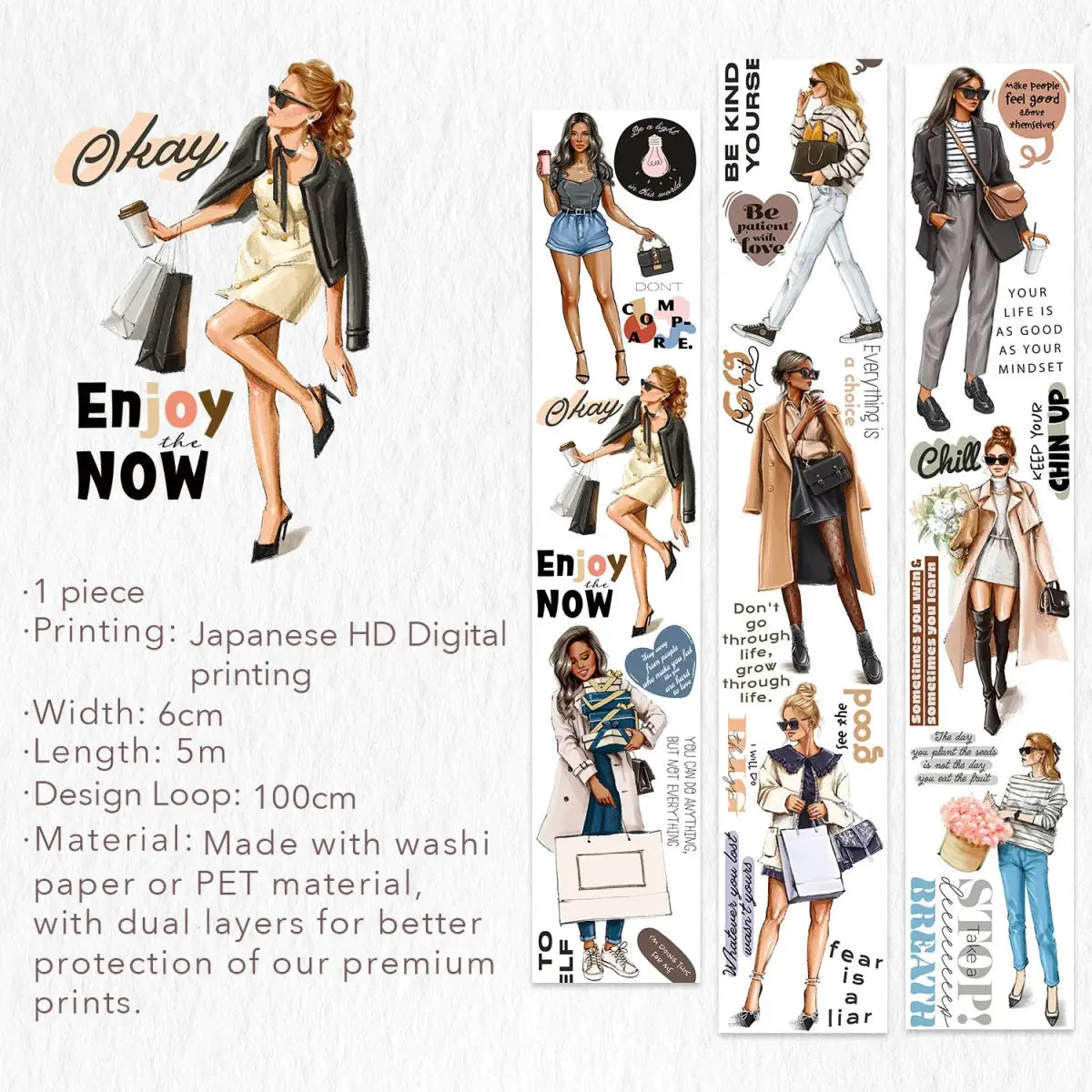 Clear tape Chic Attitude Wide PET Tape - 60 mm - 5 - Washi Tape Shop - Tidformera