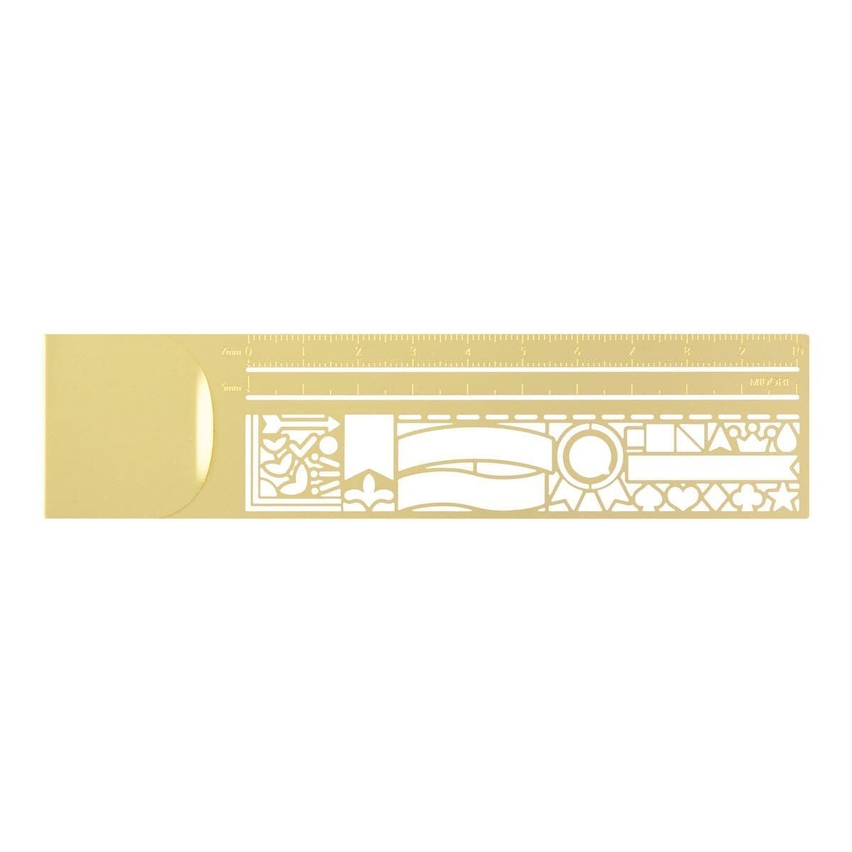Clip Ruler Brass - Decorative pattern Brass - Midori - Tidformera