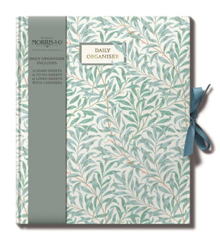 Daily Organiser - William Morris No. 2 frÄn The Great British Card Company. Framsidan av en bok som har mönster frÄn William Morris - Tidformera