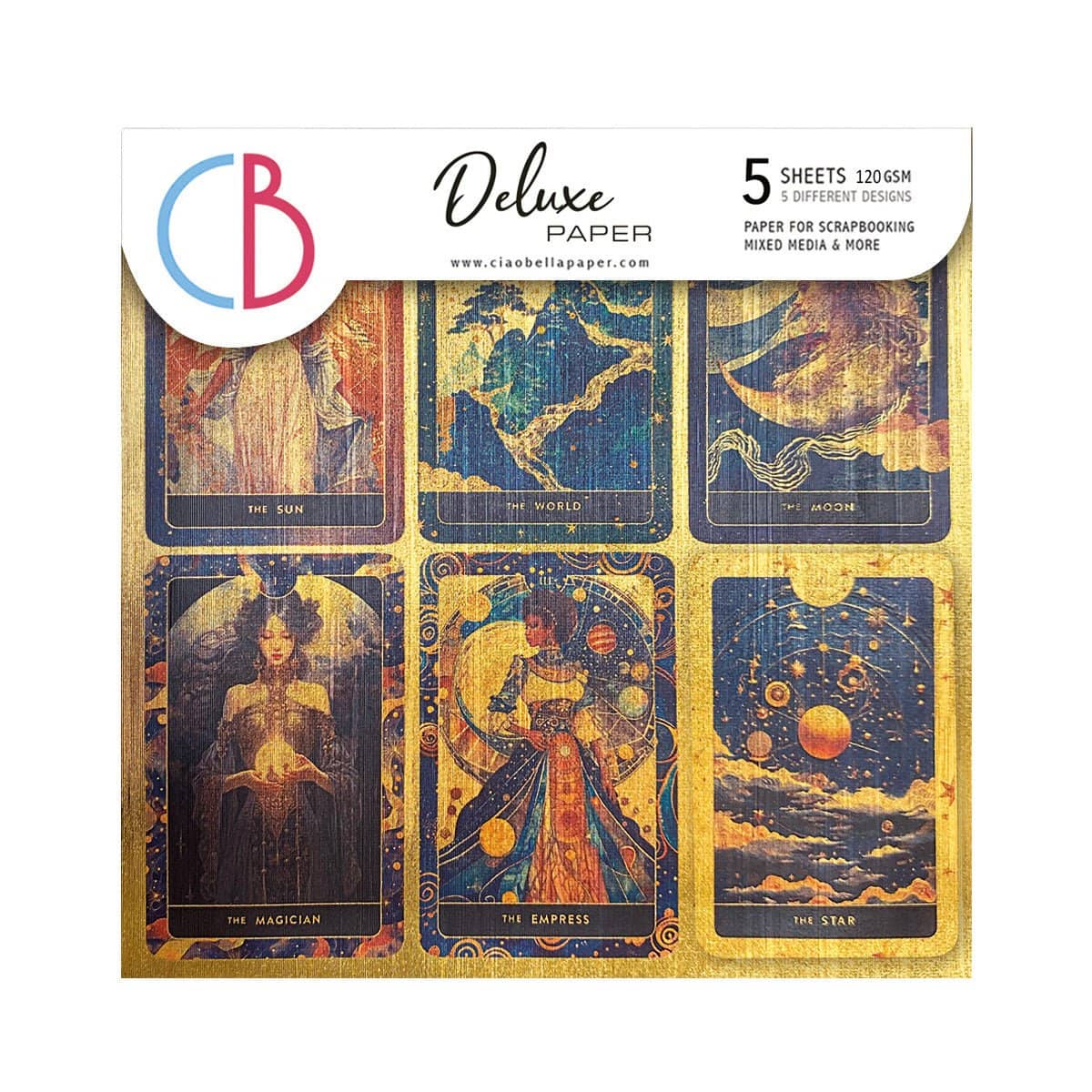 Deluxe Paper 15 x 15 cm - Gold - Celestial - 5 - pack - 1 - Ciao Bella - Tidformera