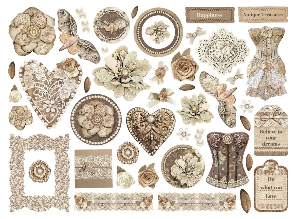 Die cuts Old Lace Assorted 46 st - 2 - Stamperia - Tidformera