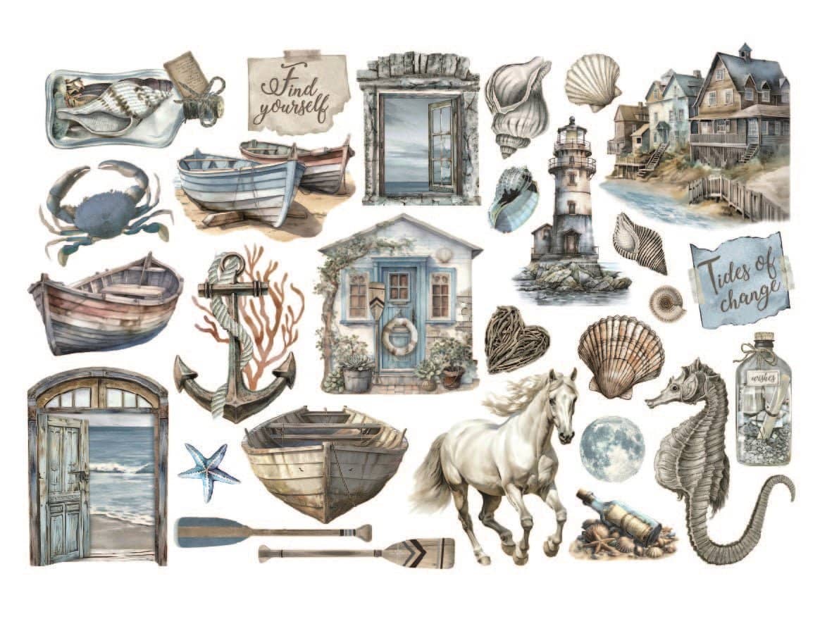 Die cuts - Silent Sea Ephemera - Adhesive - 2 - Stamperia - Tidformera