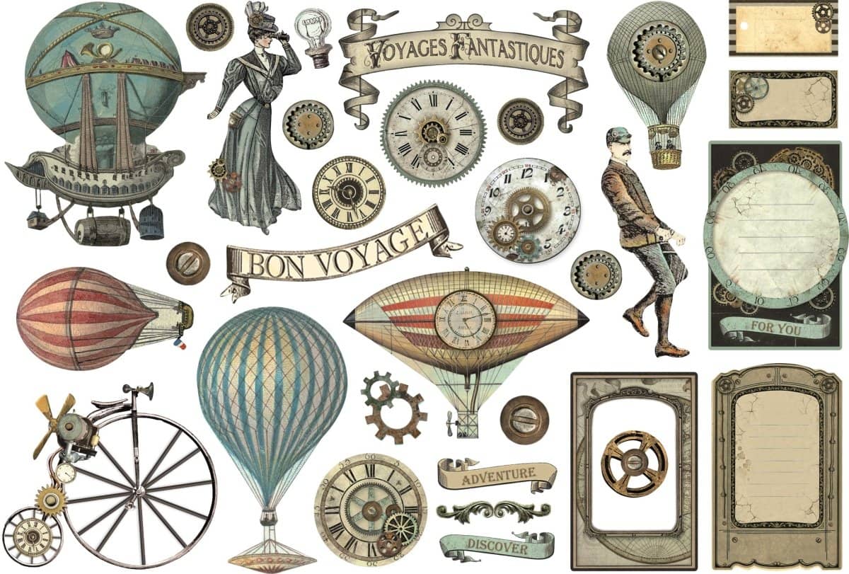 Die cuts Voyages Fantastiques Ephemera - 2 - Stamperia - Tidformera