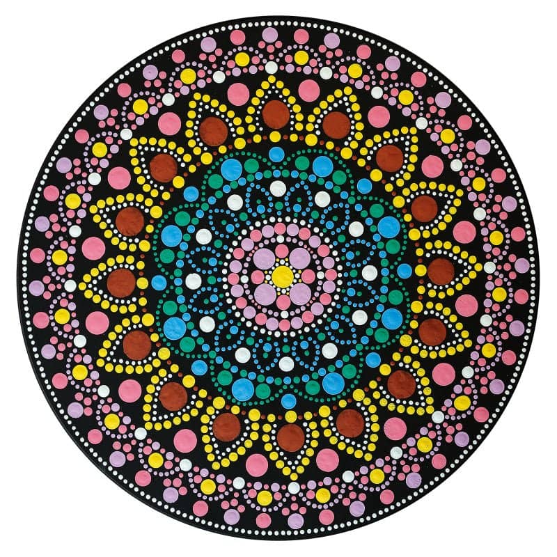 Dot Painting - Mdf - skiva - 20 cm - Rond - 2 - Aladine - Tidformera