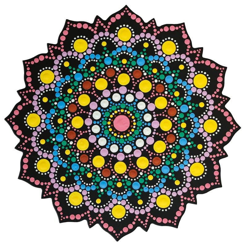 Dot Painting - Mdf - skiva - 20 cm - Soleil - 2 - Aladine - Tidformera