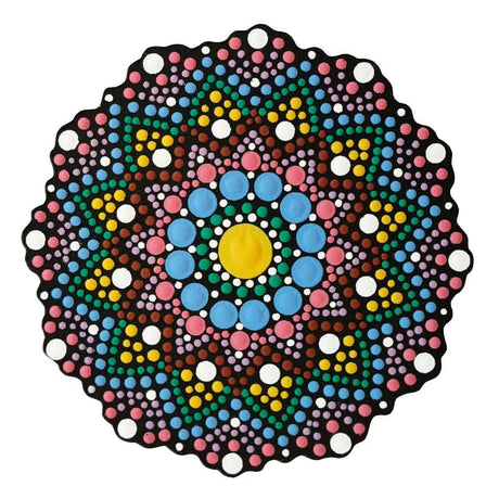 Dot Painting - Mdf - skiva och stencil - 10 cm - Napperon - 2 - Aladine - Tidformera