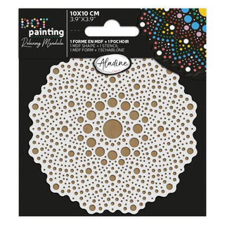 Dot Painting - Mdf - skiva och stencil - 10 cm - Napperon - 1 - Aladine - Tidformera